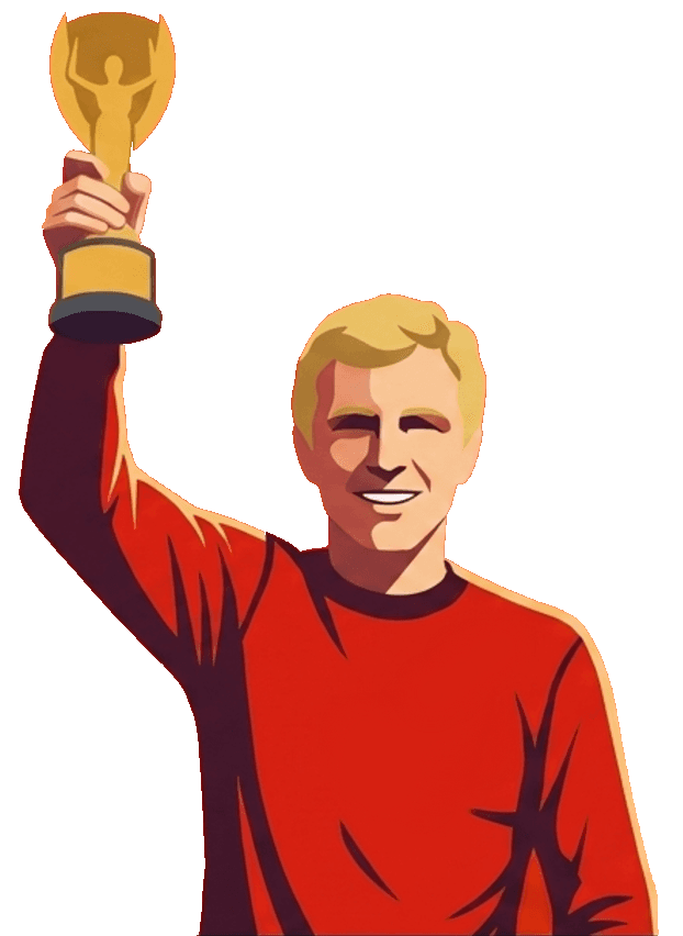 England player celebrating with the World Cup trophy