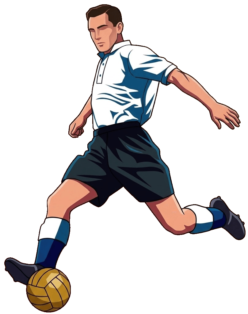 Vintage footballer kicking a ball